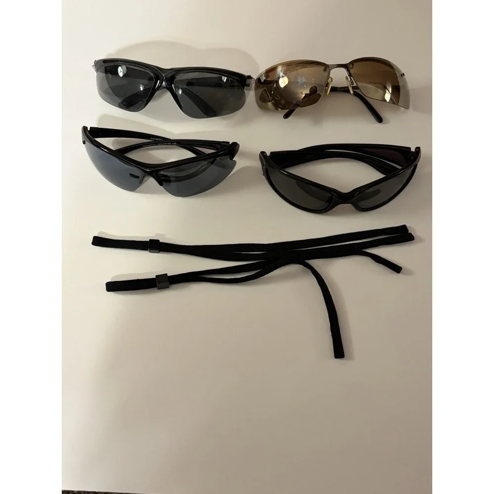 Safety Glasses, Sunglasses Lot of 4 pairs with 2 adjustable straps, Workwear